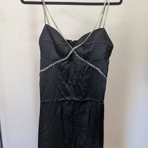 Black bodycon fashion Nova chain dress